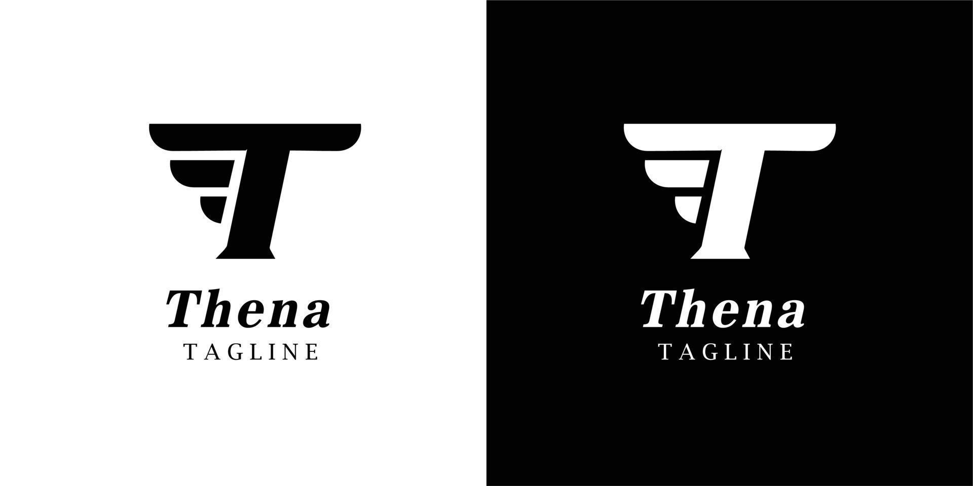 Point Letter T Logo. T Lettering Design Vector with wings