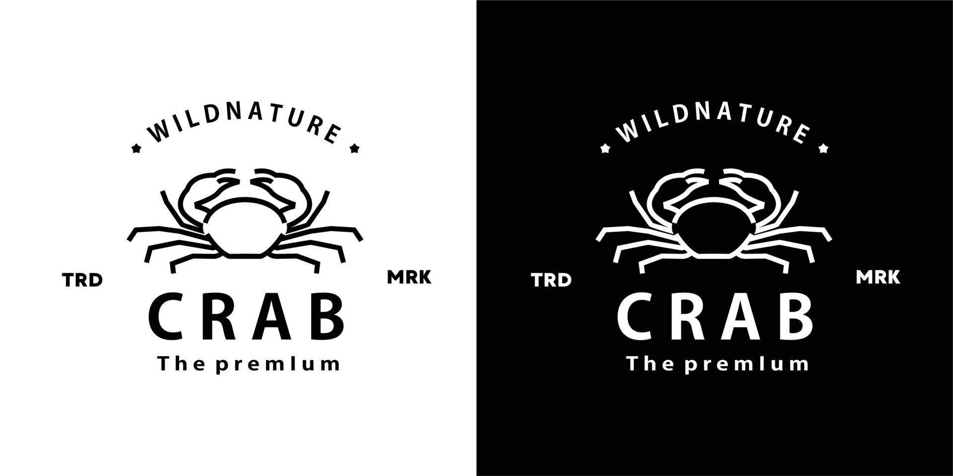 vintage retro hipster crab logo vector outline monoline art icon for restaurant