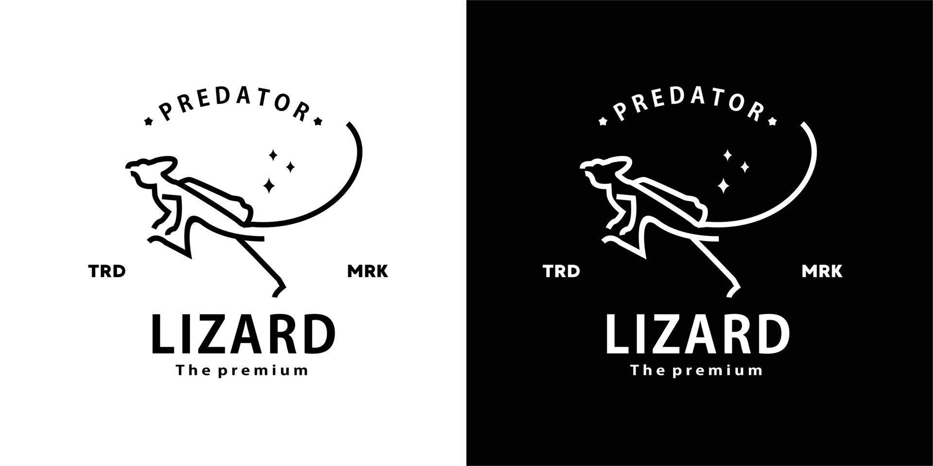 vintage retro hipster lizard logo vector outline monoline art icon