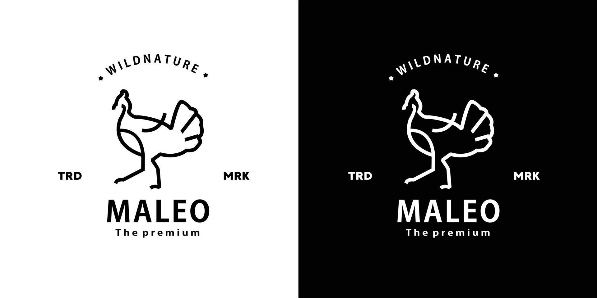vintage retro hipster maleo logo vector outline monoline art icon