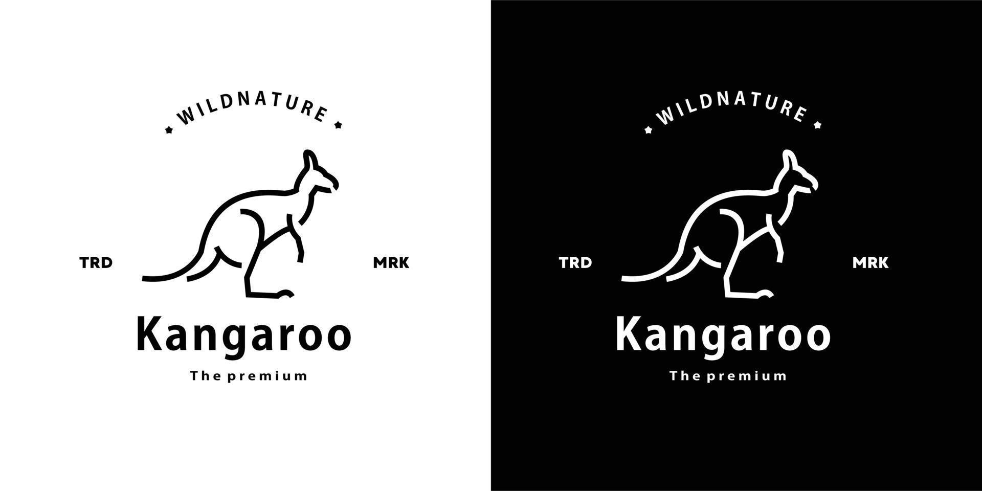 vintage retro hipster kangaroo logo vector outline monoline art icon