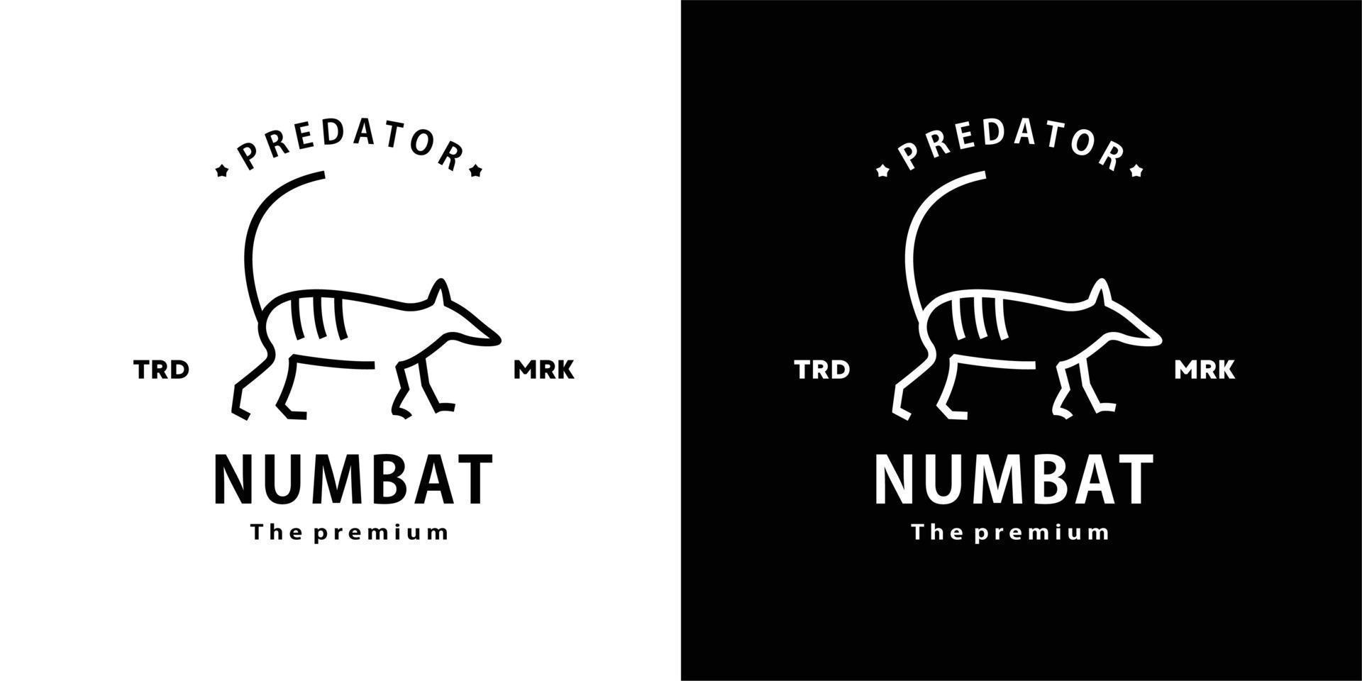 vintage retro hipster numbat logo vector outline monoline art icon