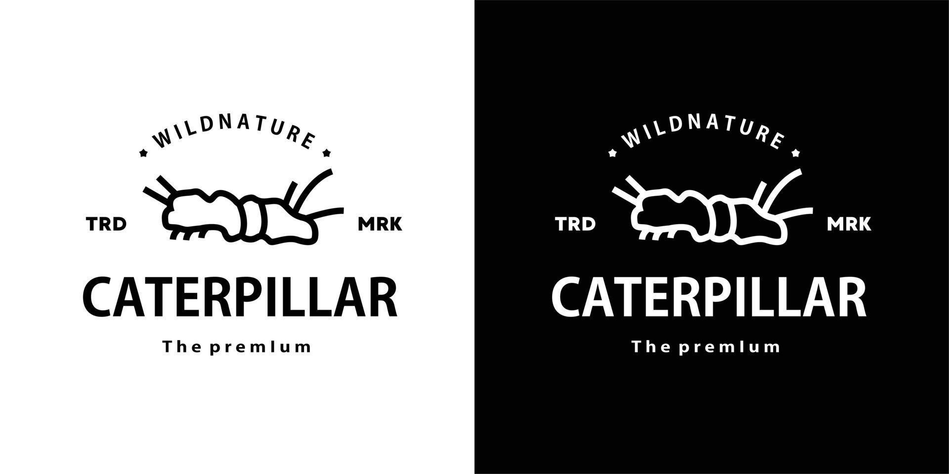 vintage retro hipster caterpillar logo vector outline monoline art icon