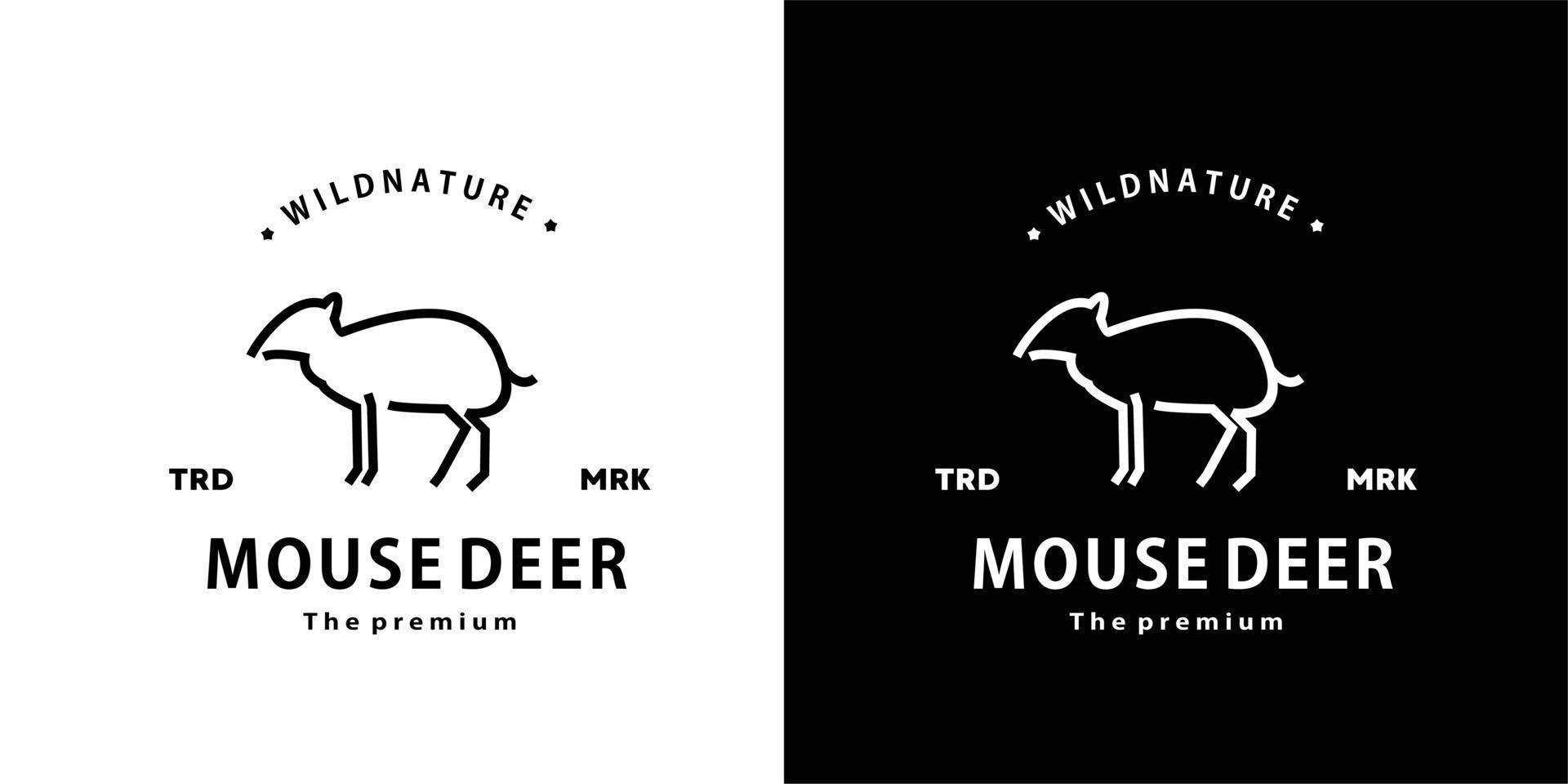 vintage retro hipster mouse deer logo vector outline monoline art icon