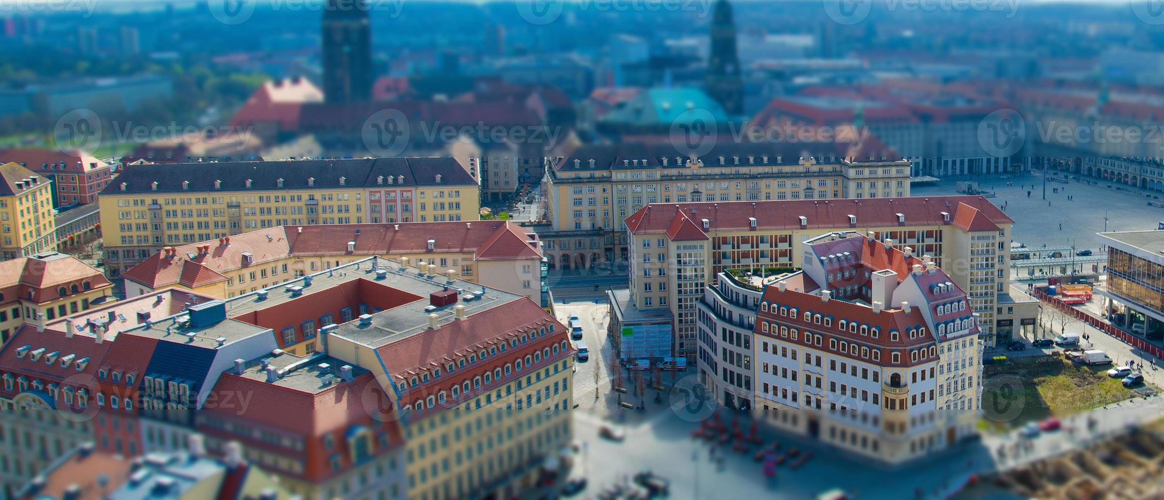 Panoramic view of Dresden city from lutheran church, Germany photo