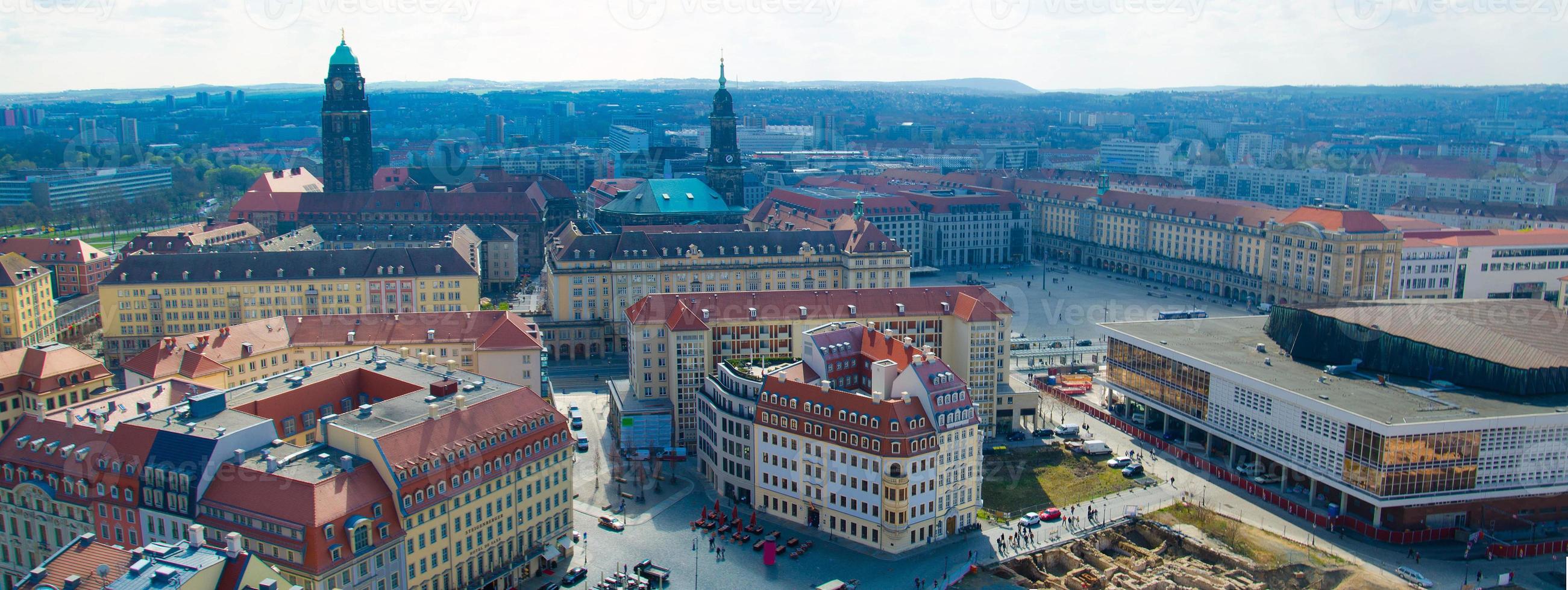 Panoramic view of Dresden city from lutheran church, Germany photo