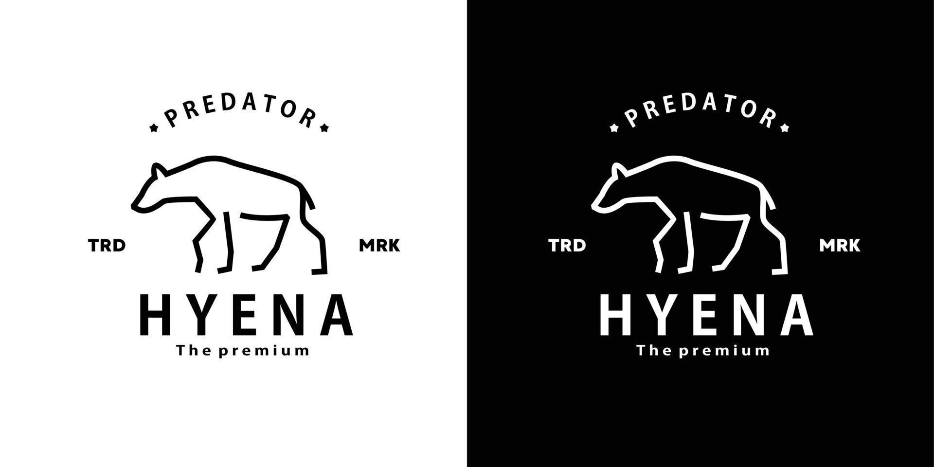 vintage retro hipster hyena logo vector outline monoline art icon