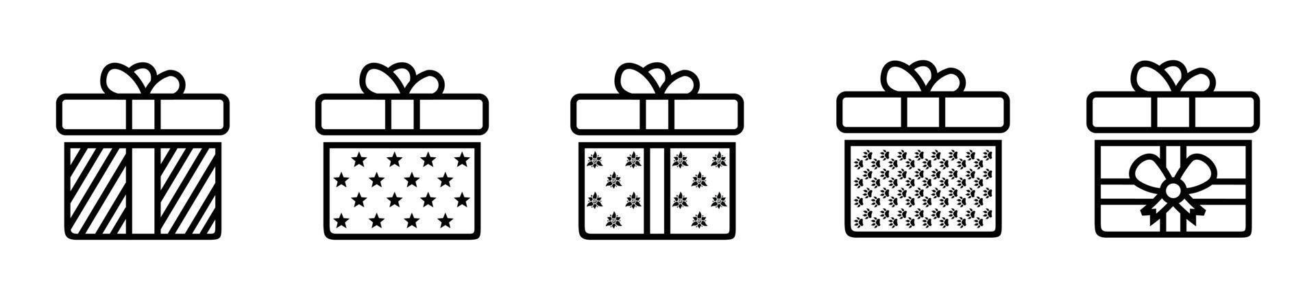 conjunto de iconos de caja de regalo aislado sobre fondo blanco. ilustración de vector de colección de regalos de navidad. caja de regalo presenta siluetas