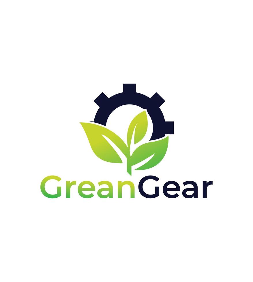 Green Gear logo design template for business brand vector