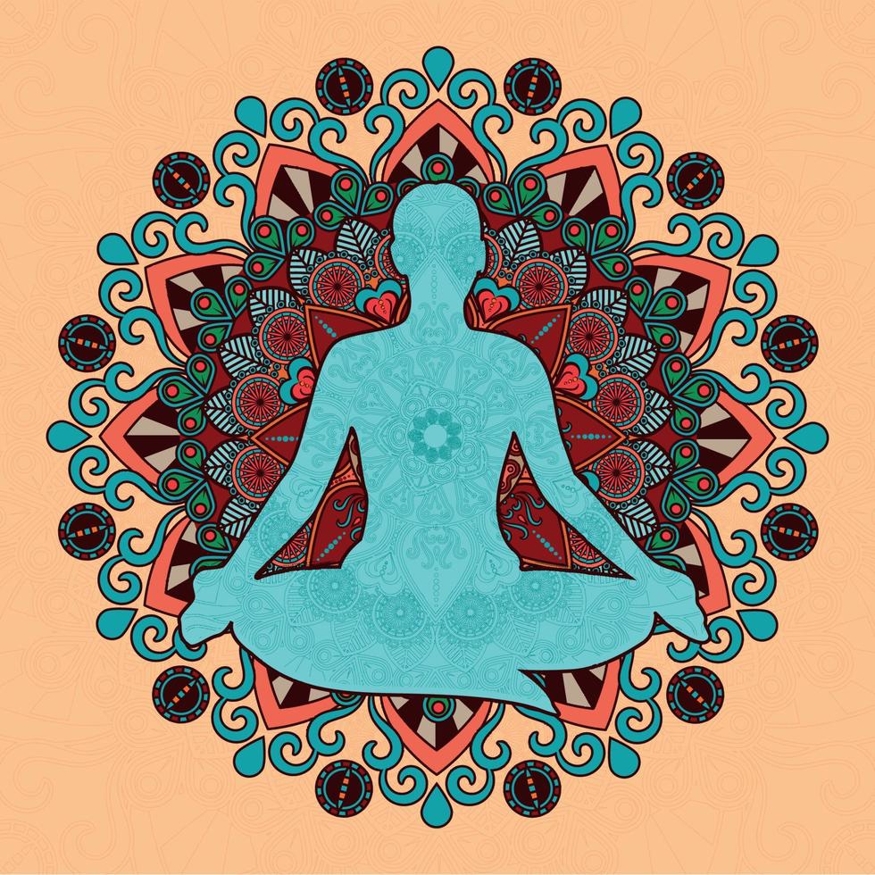 Mandala Ornament With Meditate Yoga Pose vector
