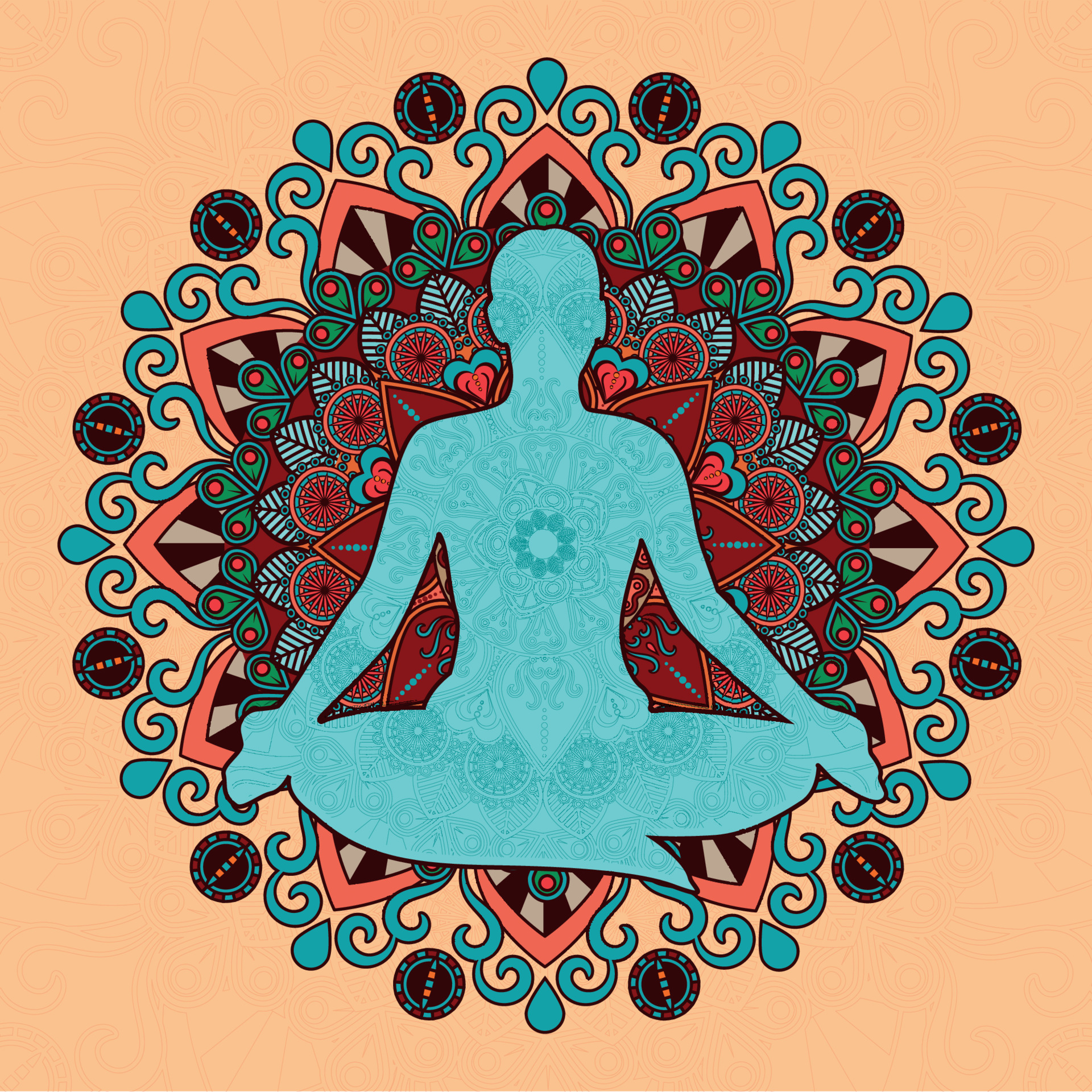 Mandala Ornament With Meditate Yoga Pose 6115325 Vector Art at