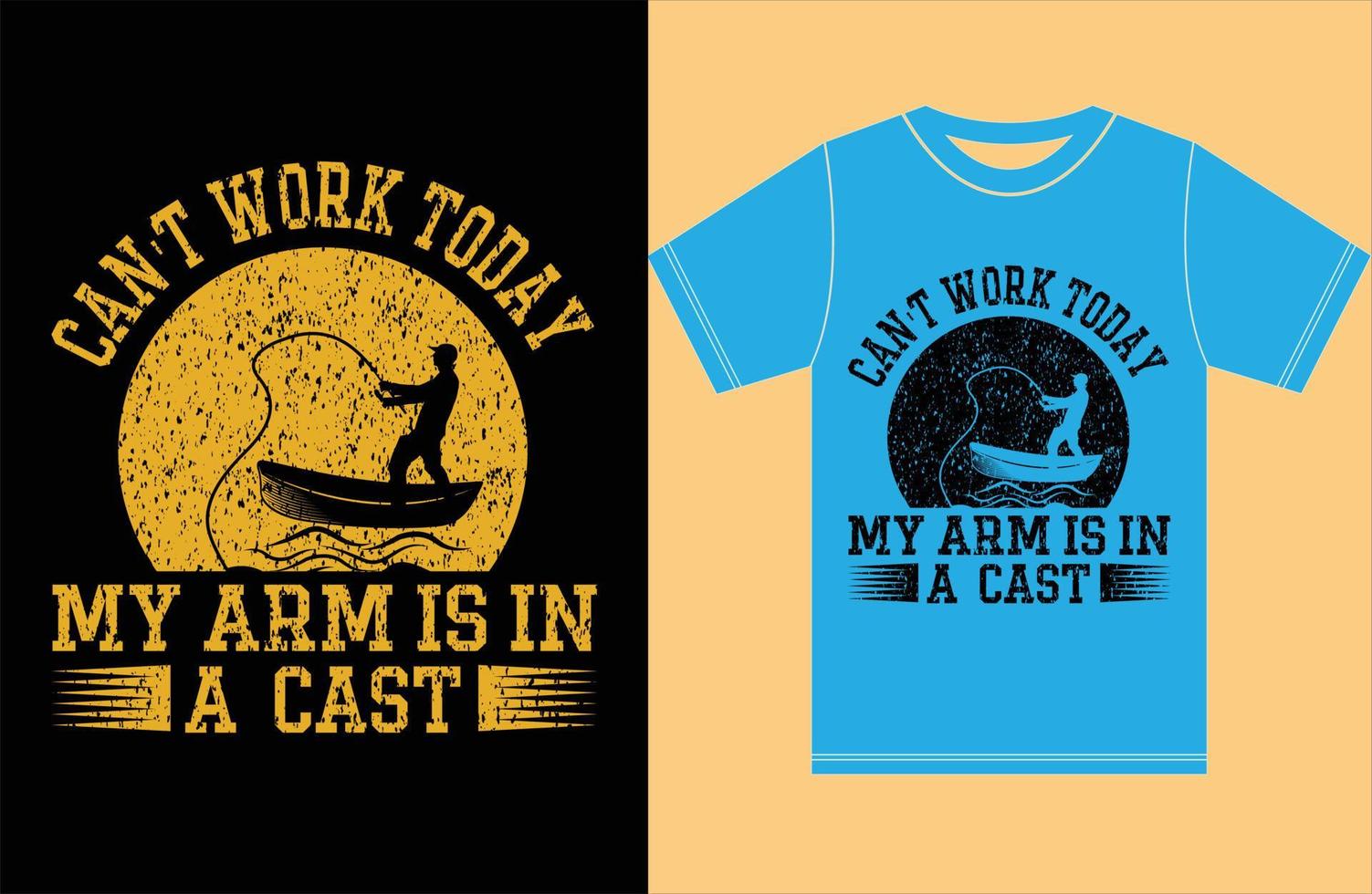 Mens Can't Work Today My Arm is in A Cast T-Shirt Funny Fishing Tee vector