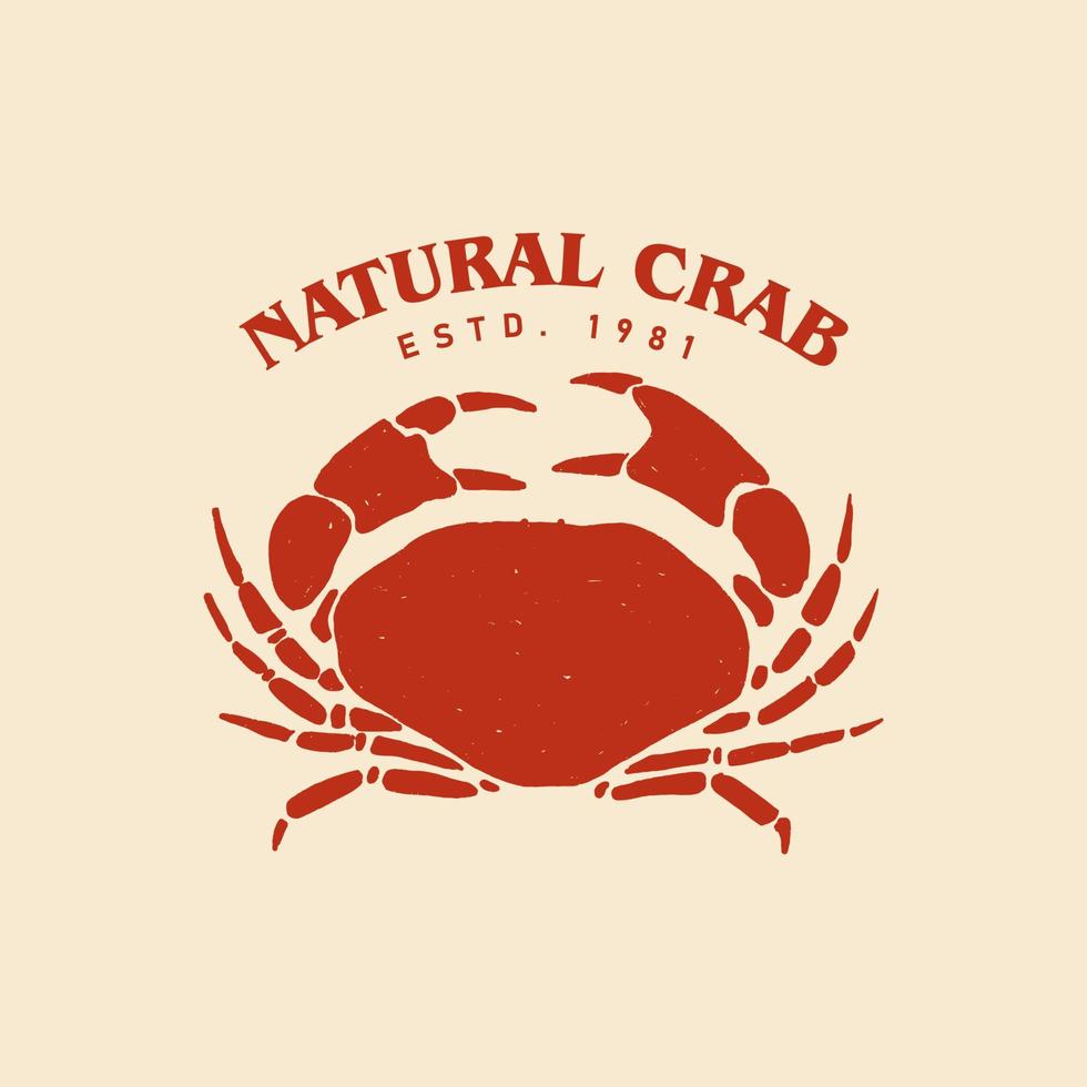 Red crab hand drawn vector logo illustration