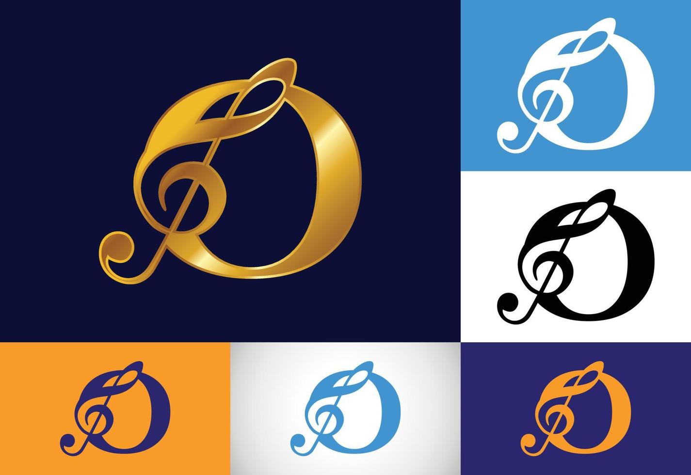 Initial O monogram alphabet with a musical note. Symphony or melody signs. Musical sign symbol. vector