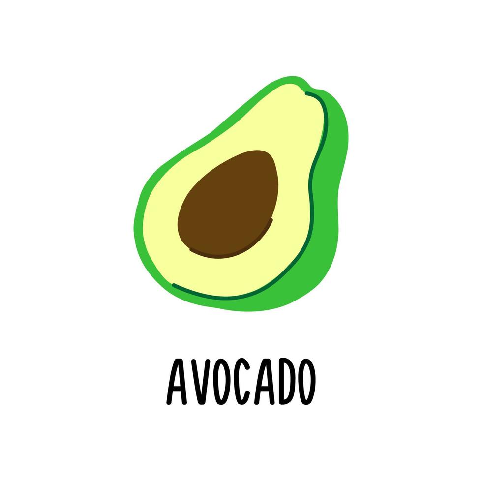 The avocado icon on a white background. Simple modern flat illustration. Isolated vector illustration.