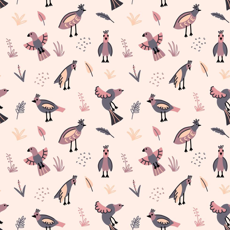 Seamless pattern with birds and pigeons vector