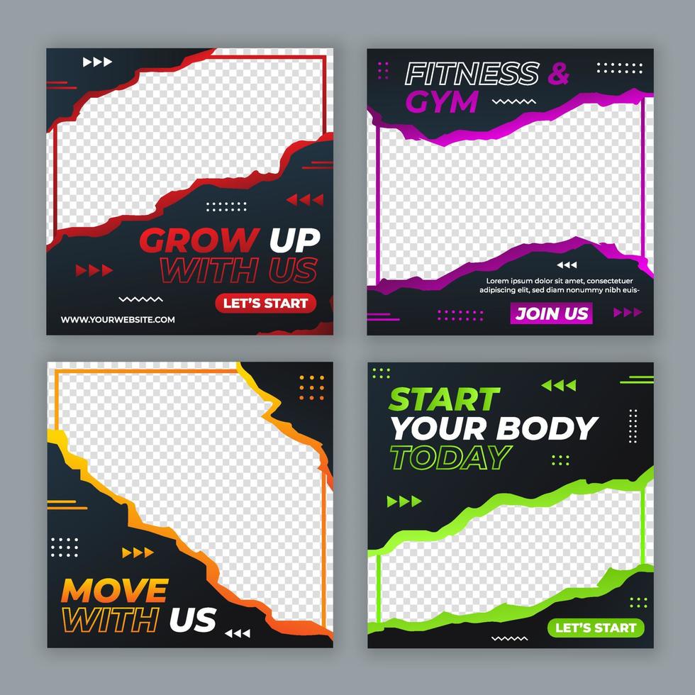 Collection Set of Social Media Post Modern Style Paper vector