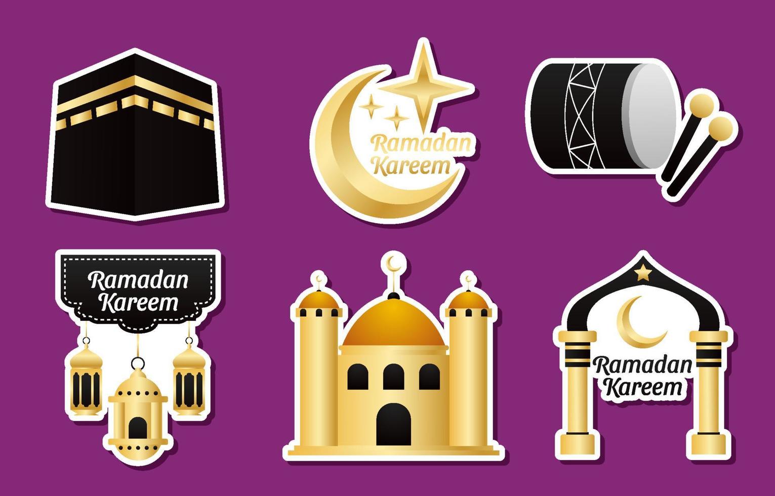 Collection Set of Ramadan Month Gradient Element Sticker vector