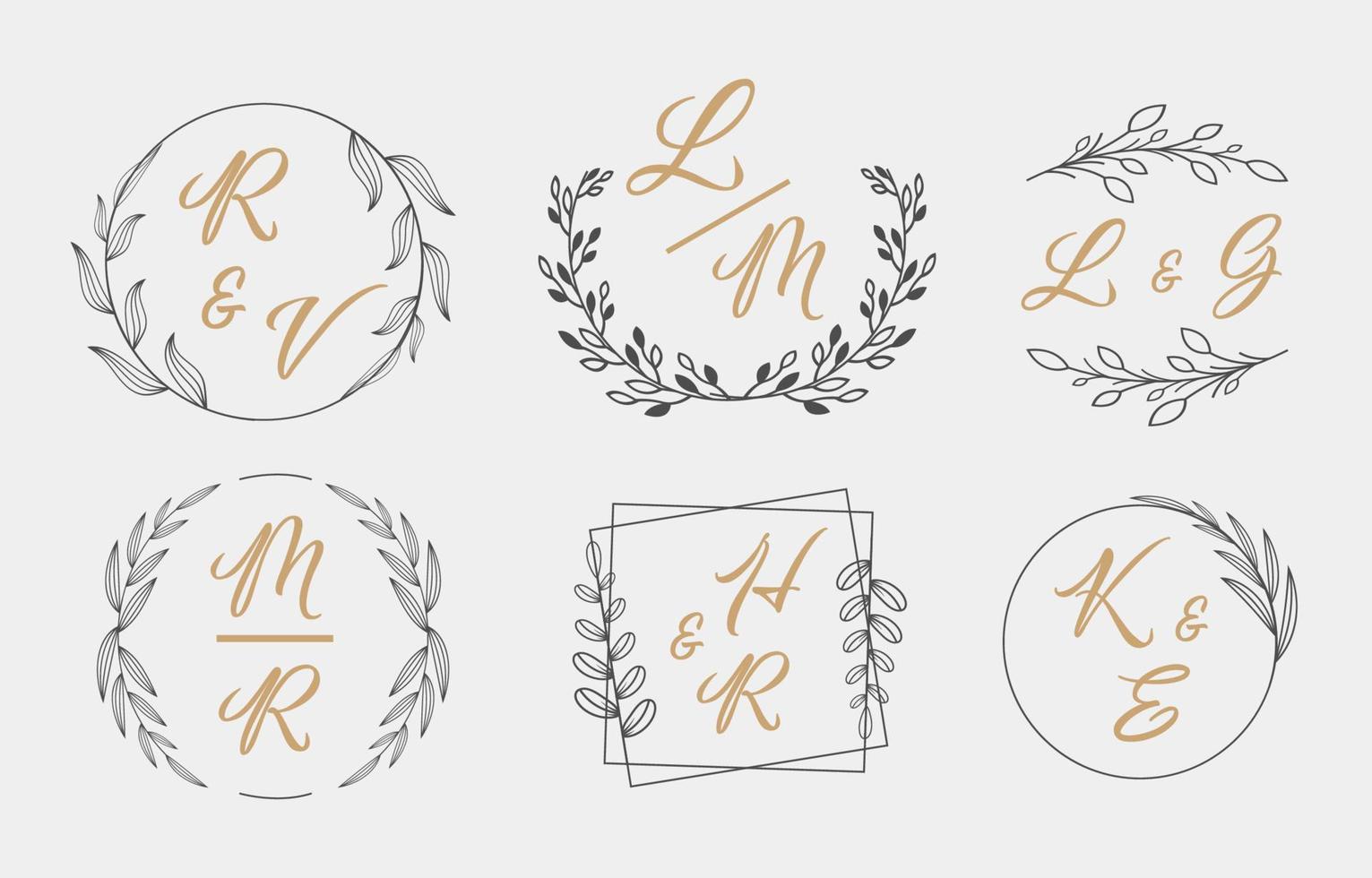 Collection Set of Wedding Monogram Template vector