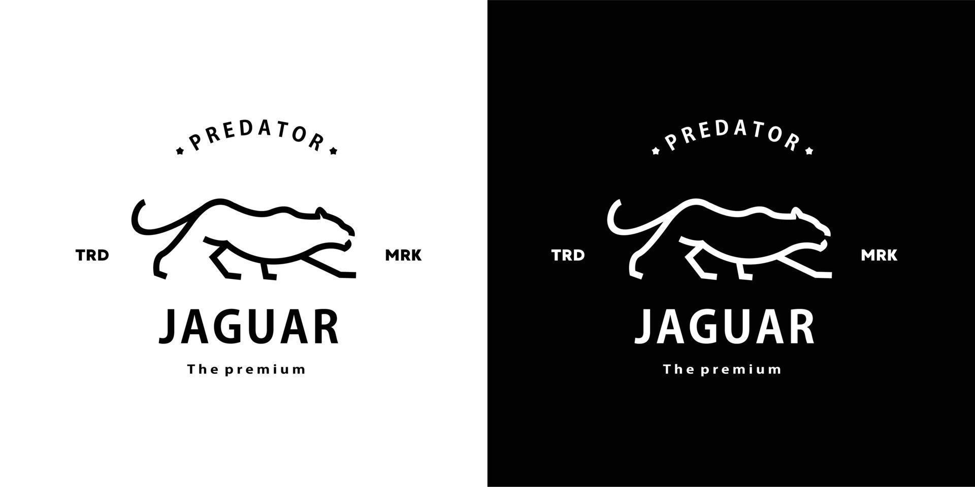 vintage retro hipster jaguar logo vector contorno monoline arte icono