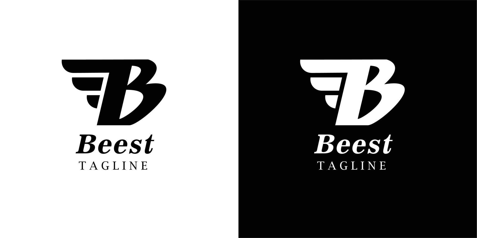 Point Letter B Logo. Best Lettering Design Vector with wings