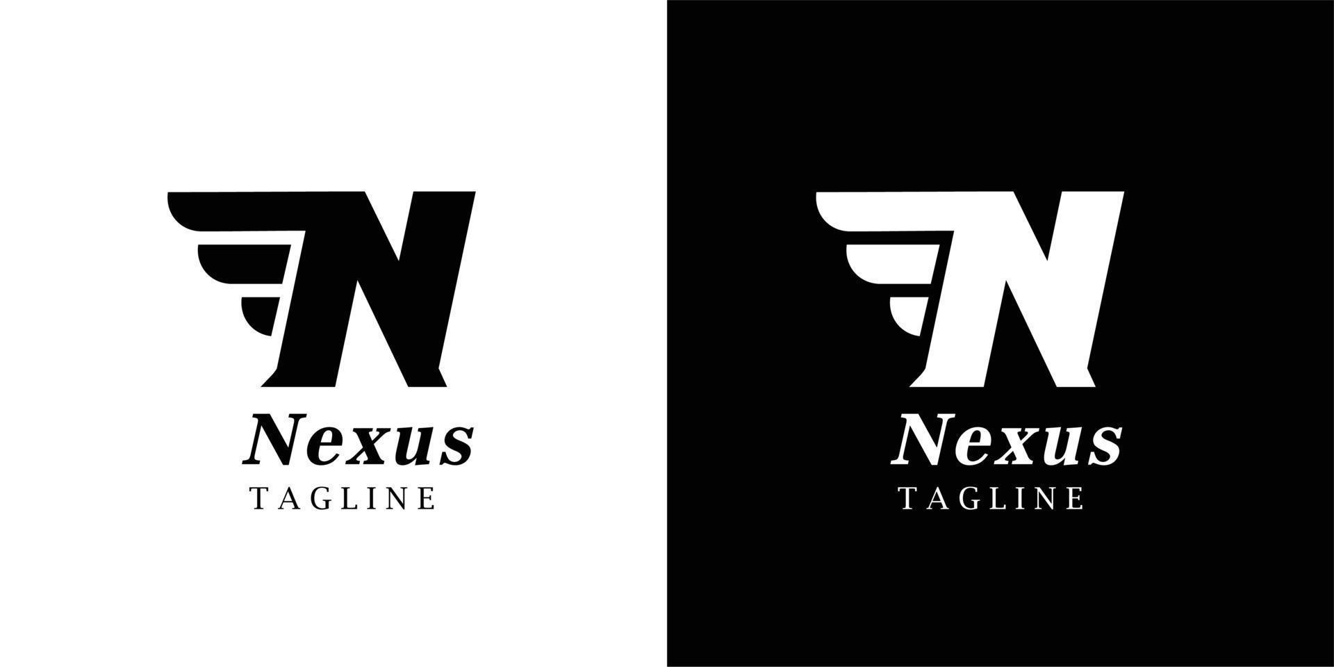 Point Letter N Logo. N Lettering Design Vector with wings
