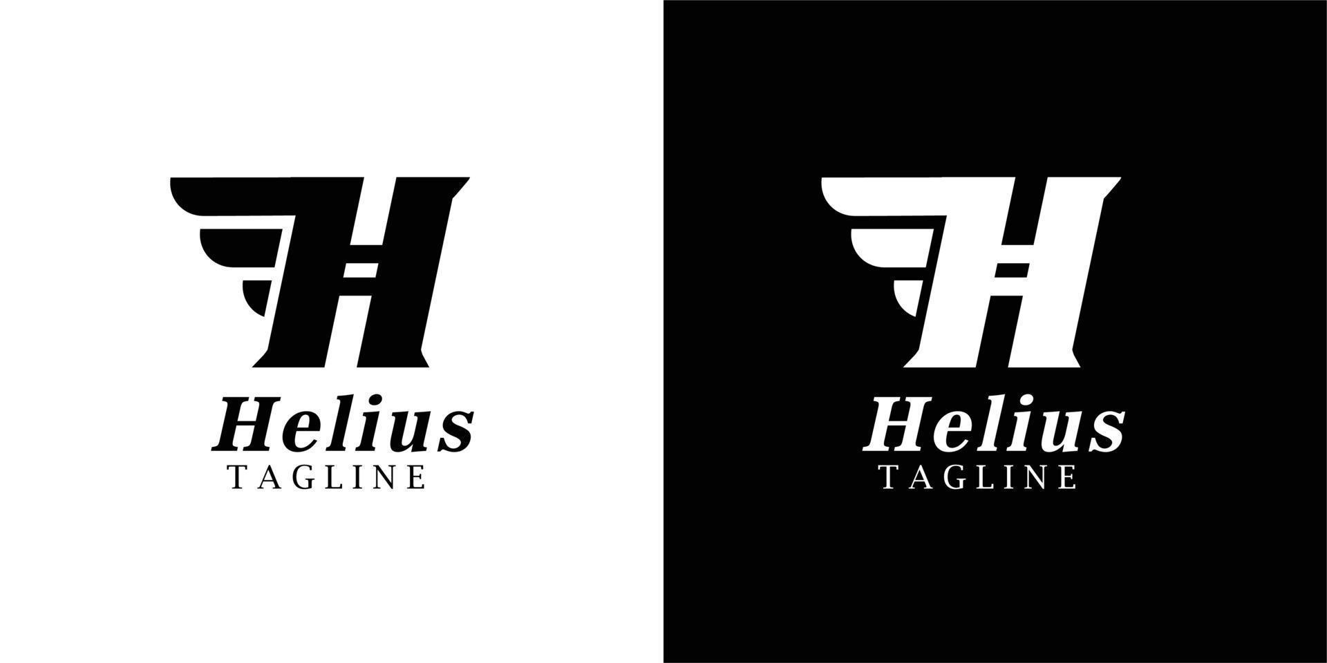 logotipo de la letra h del punto. vector de diseño de letras helius con alas