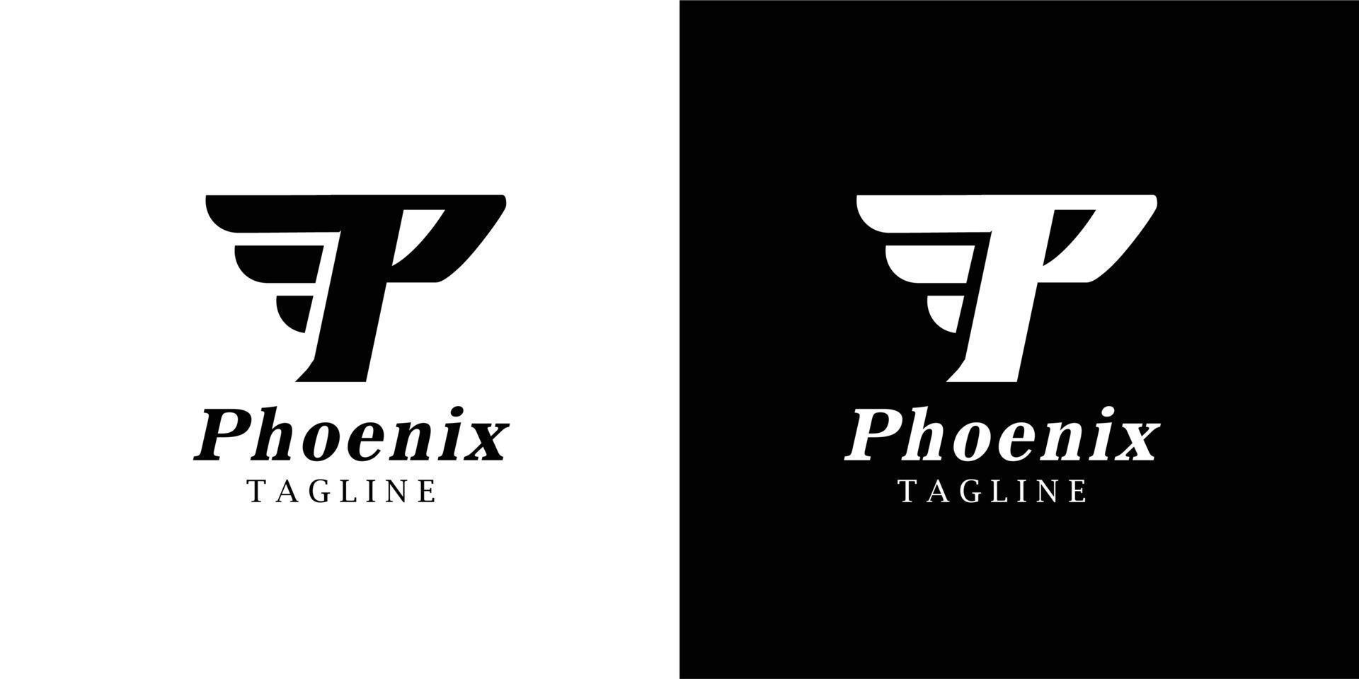 Point Letter P Logo. P Lettering Design Vector with wings