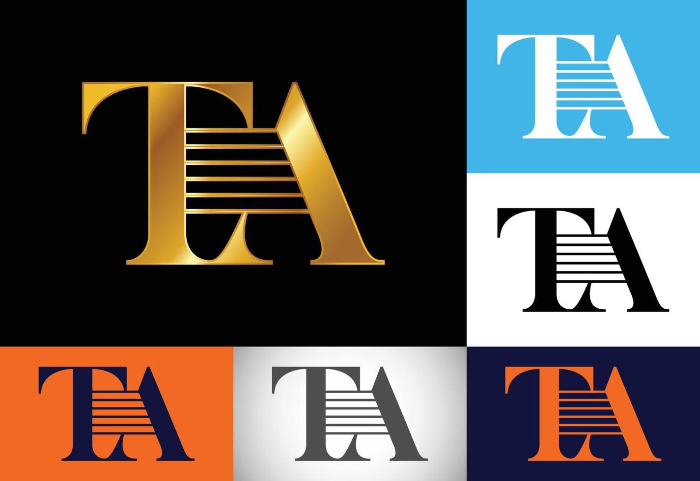 vector de diseño del logotipo de la letra del monograma inicial ta. símbolo del alfabeto gráfico para negocios corporativos