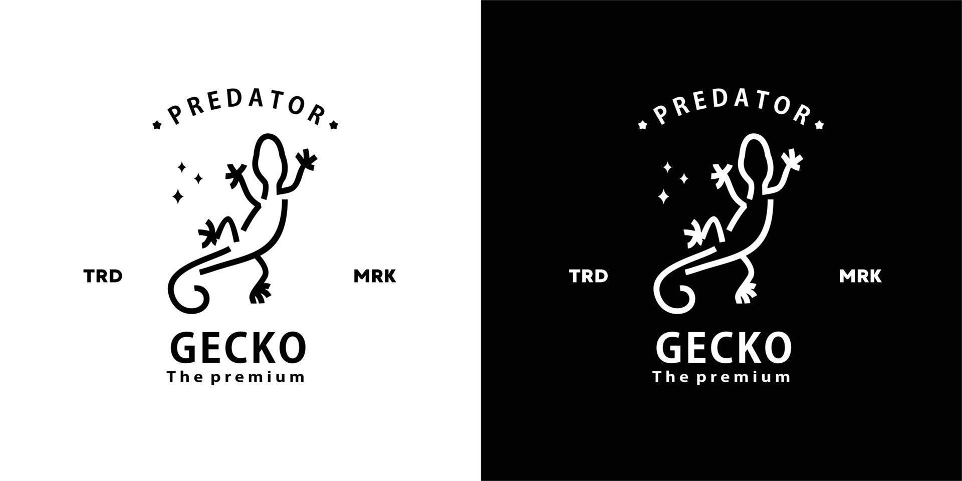 vintage retro hipster gecko logo vector contorno monoline arte icono