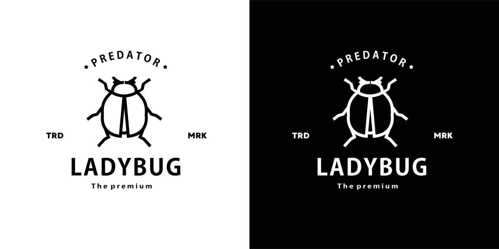 vintage retro hipster ladybug logo vector outline monoline art icon