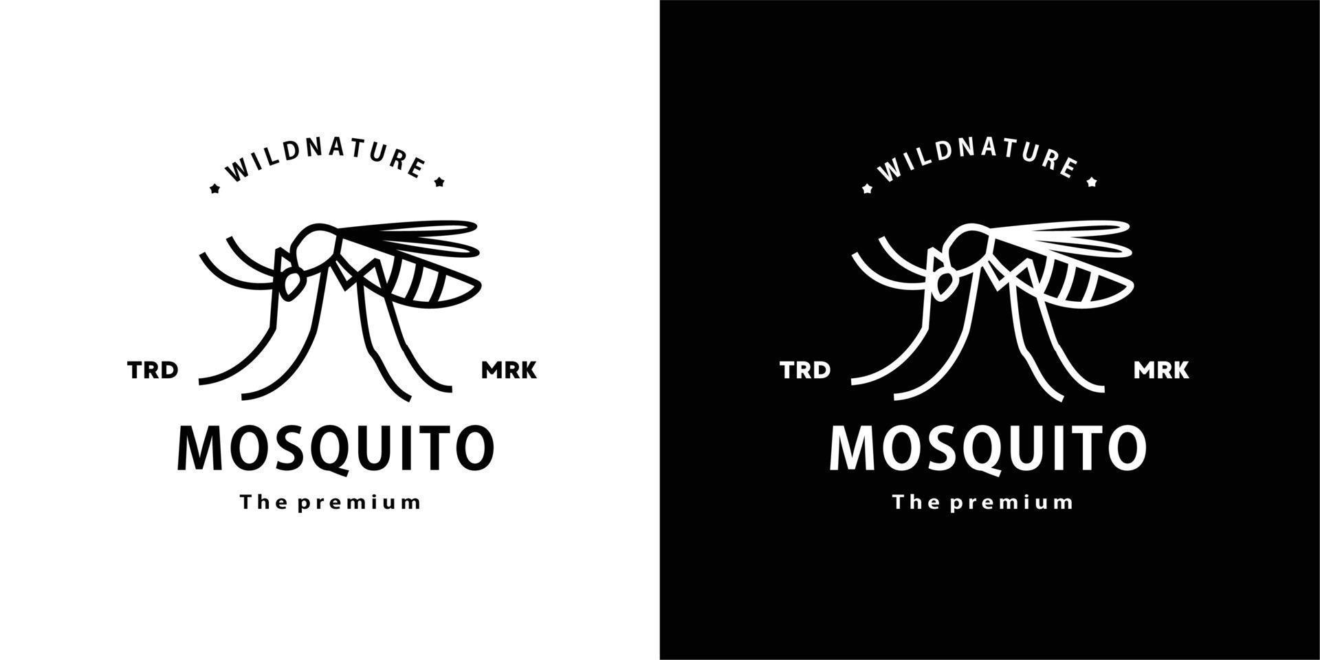 vintage retro hipster mosquito logo vector outline monoline art icon