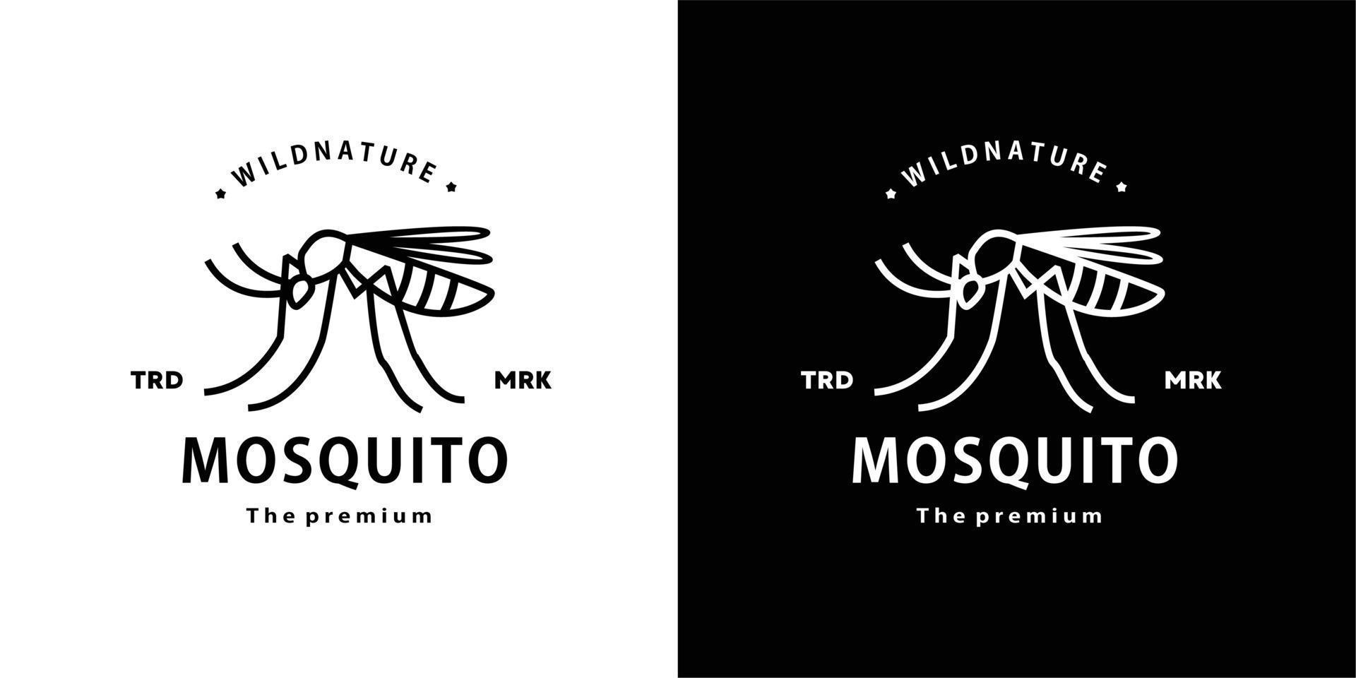 vintage retro hipster mosquito logo vector outline monoline art icon