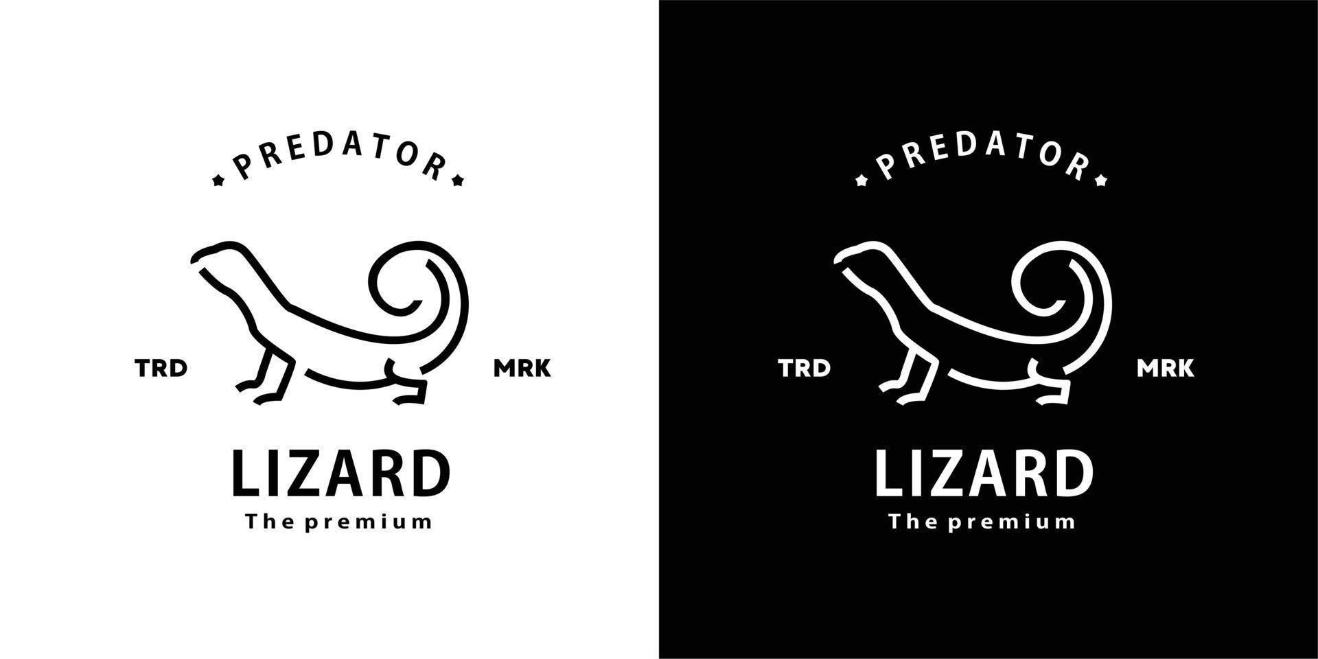 vintage retro hipster lizard logo vector outline monoline art icon