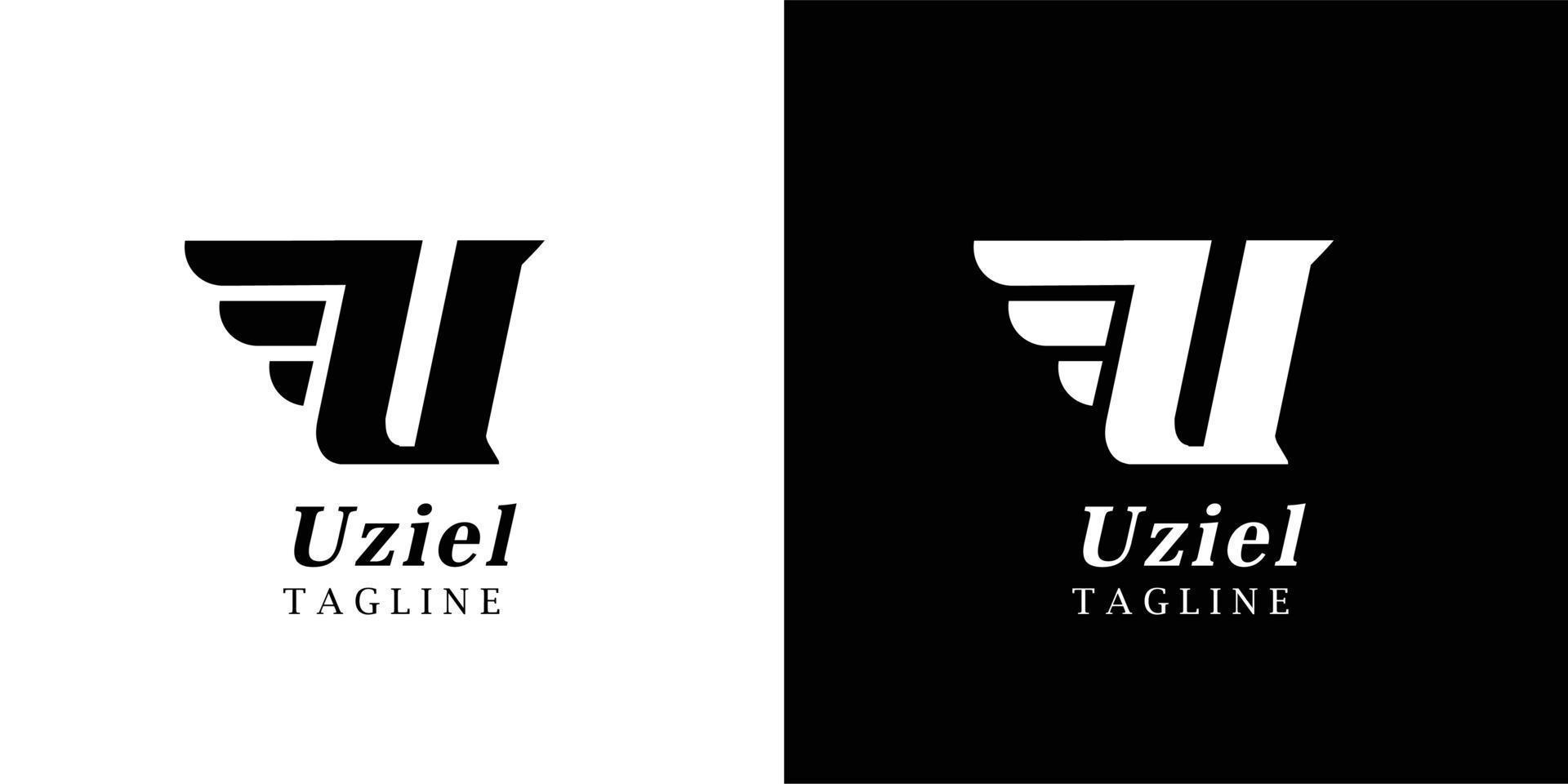logotipo de la letra u del punto. vector de diseño de letras u con alas