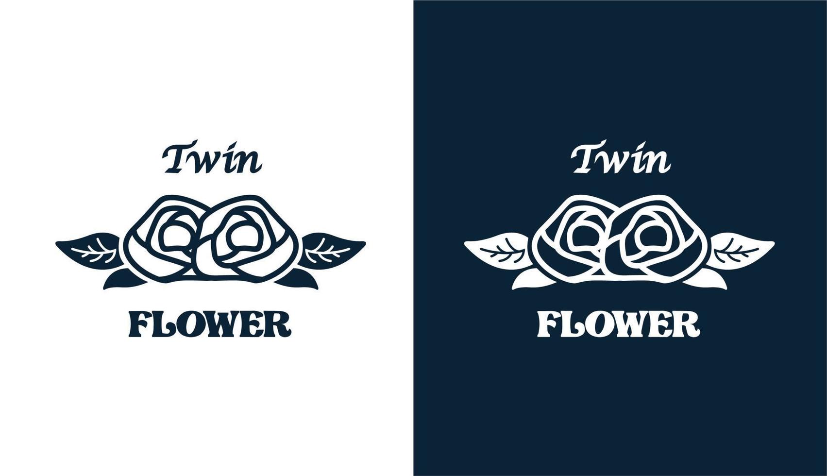 vector twin rose flower abstract minimalist simple logo Perfect for any brand and company