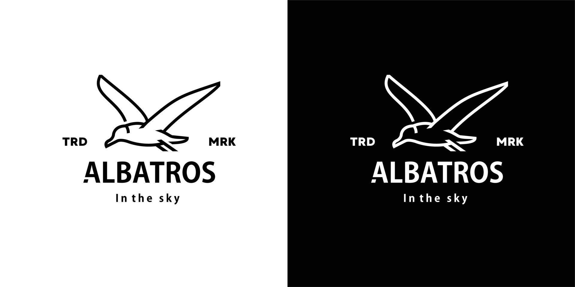 vintage retro hipster albatros logo vector outline bird monoline art icon