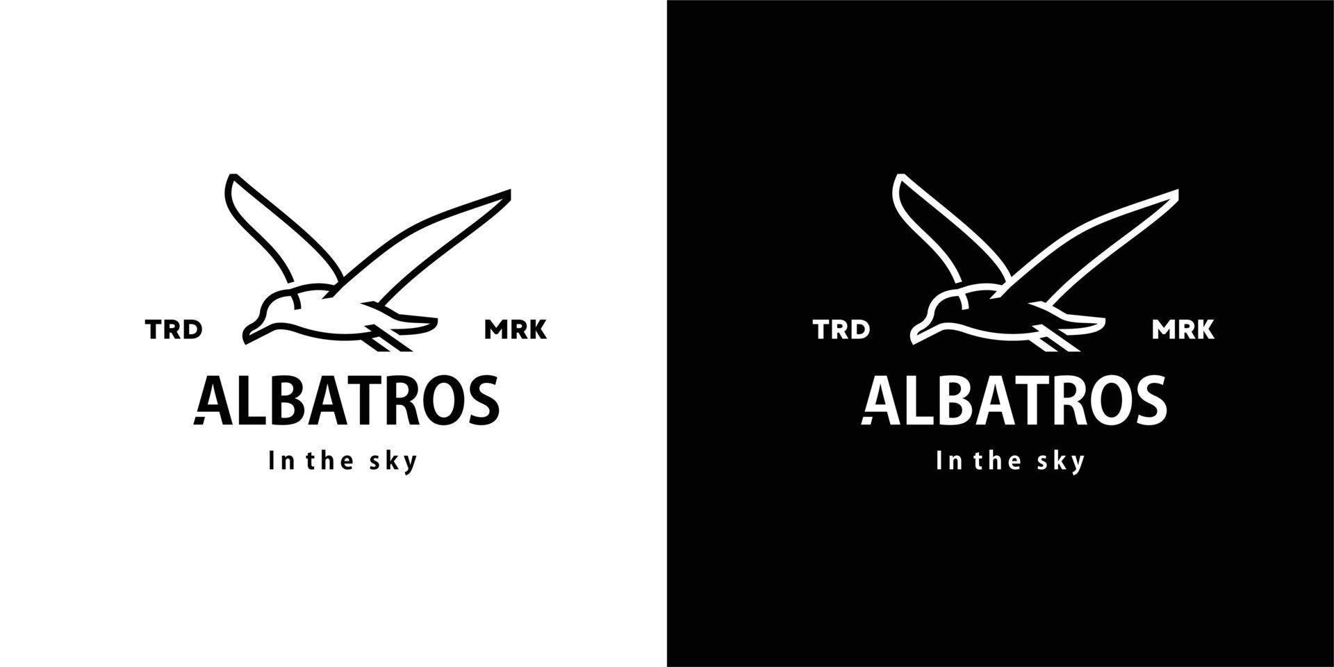 vintage retro hipster albatros logo vector contorno pájaro monoline arte icono