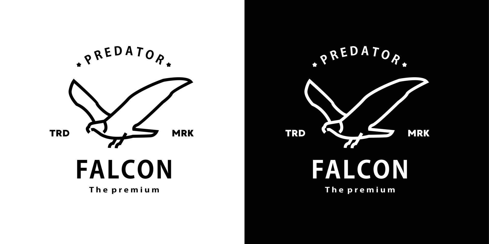 vintage retro hipster falcon logo vector outline monoline art icon