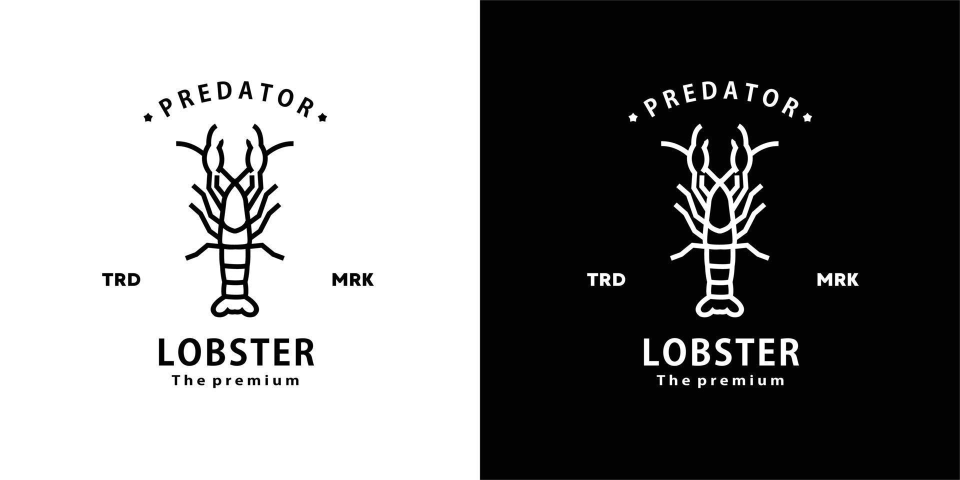 vintage retro hipster lobster logo vector outline monoline art icon