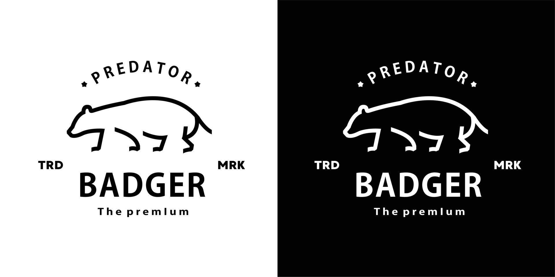 vintage retro hipster badger logo vector outline monoline art icon
