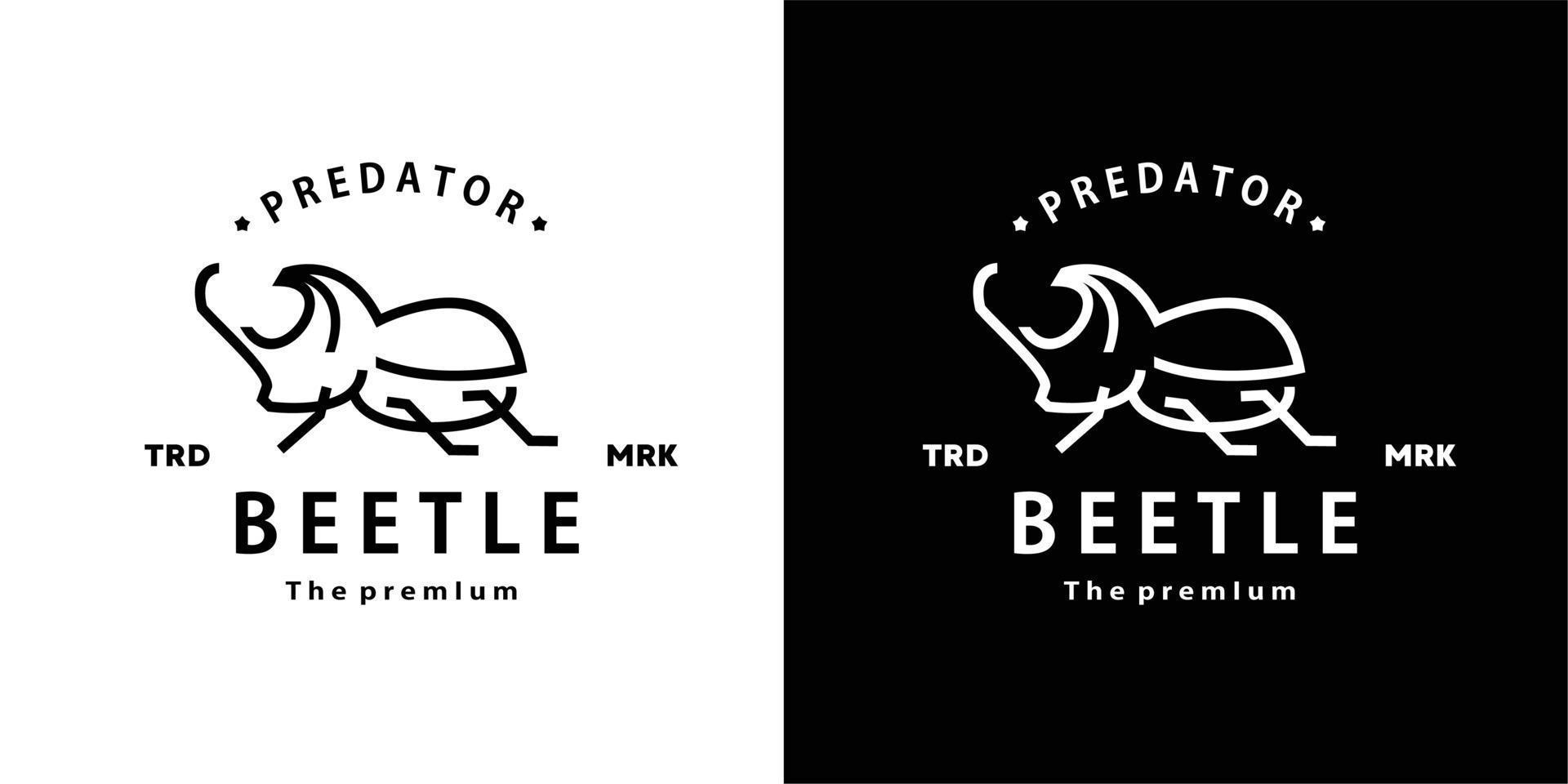 vintage retro hipster beetle logo vector outline monoline art icon