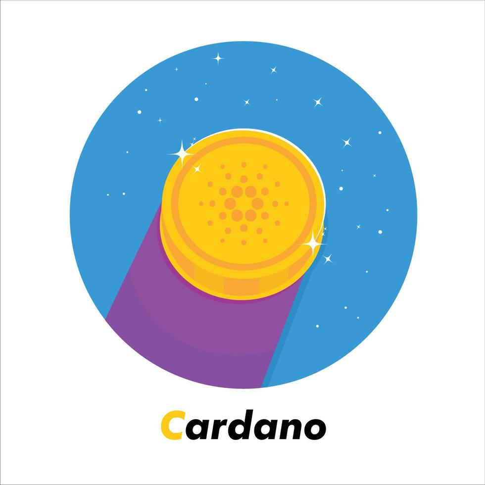 cardano, cripto, plano, icono vector