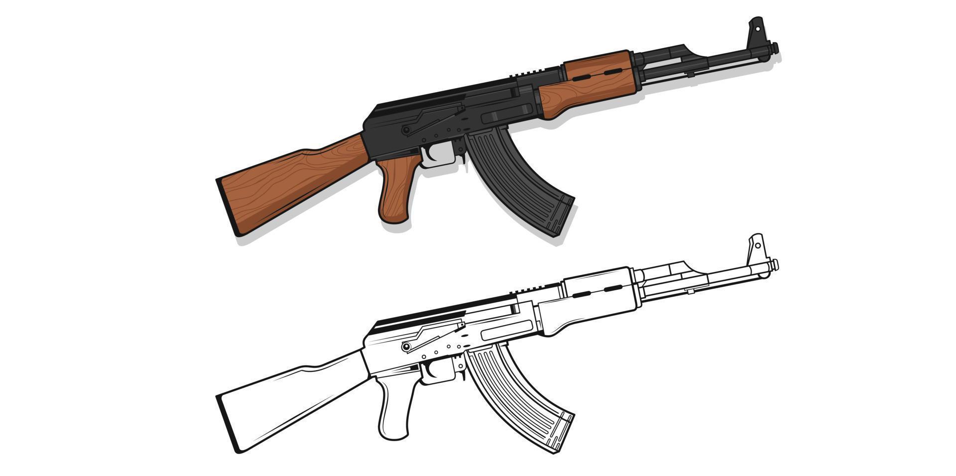 ilustración de rifle de asalto akm vector