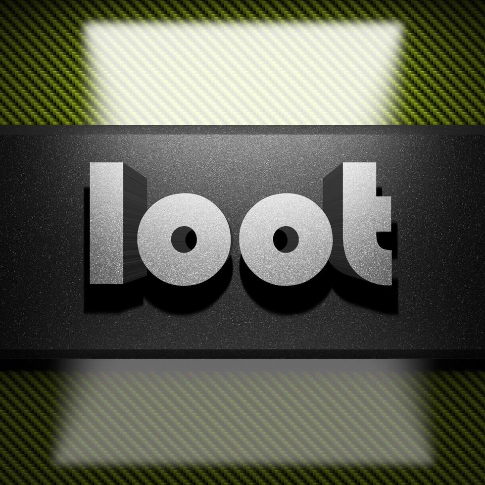 loot word of iron on carbon photo