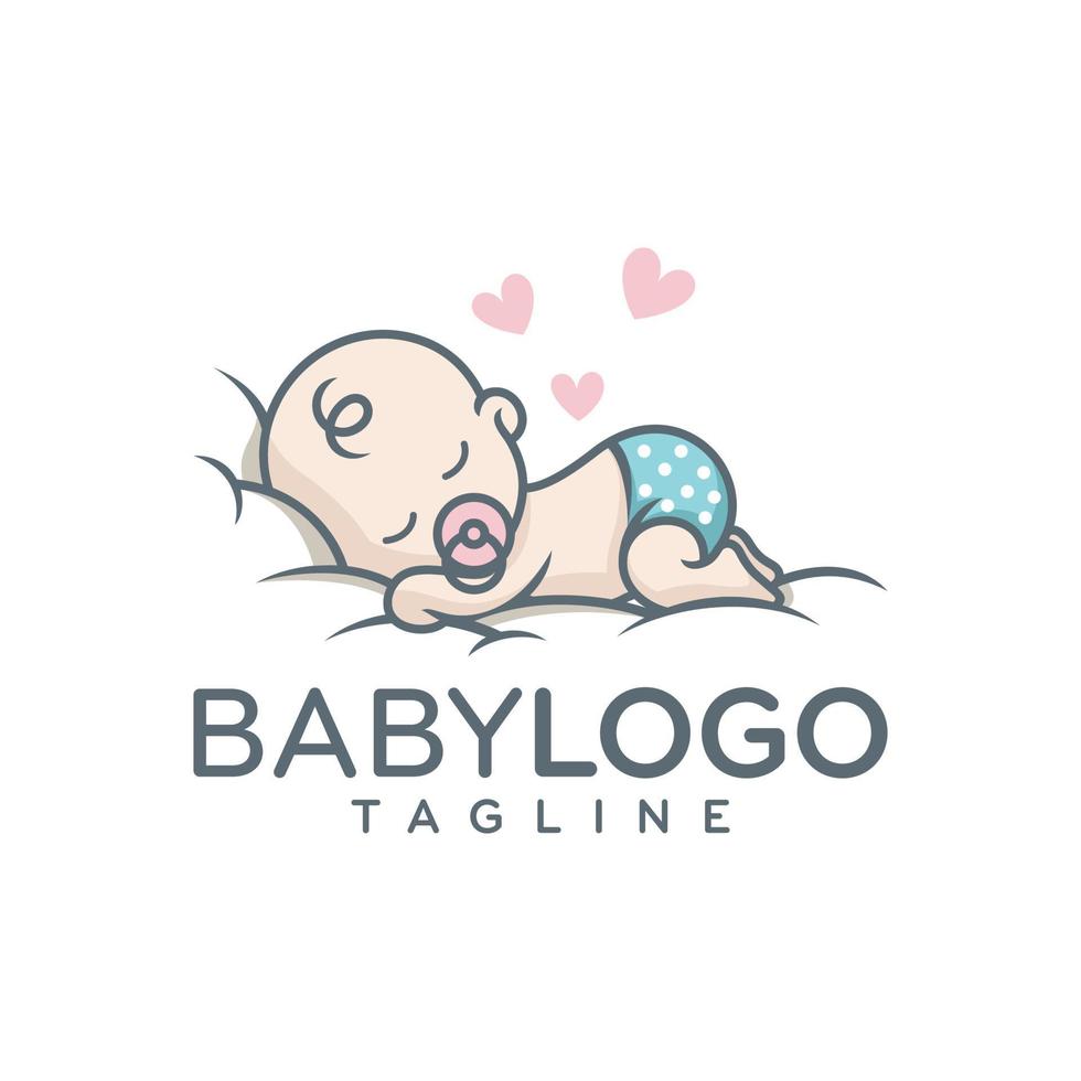 Cute Baby Logo Design Vector