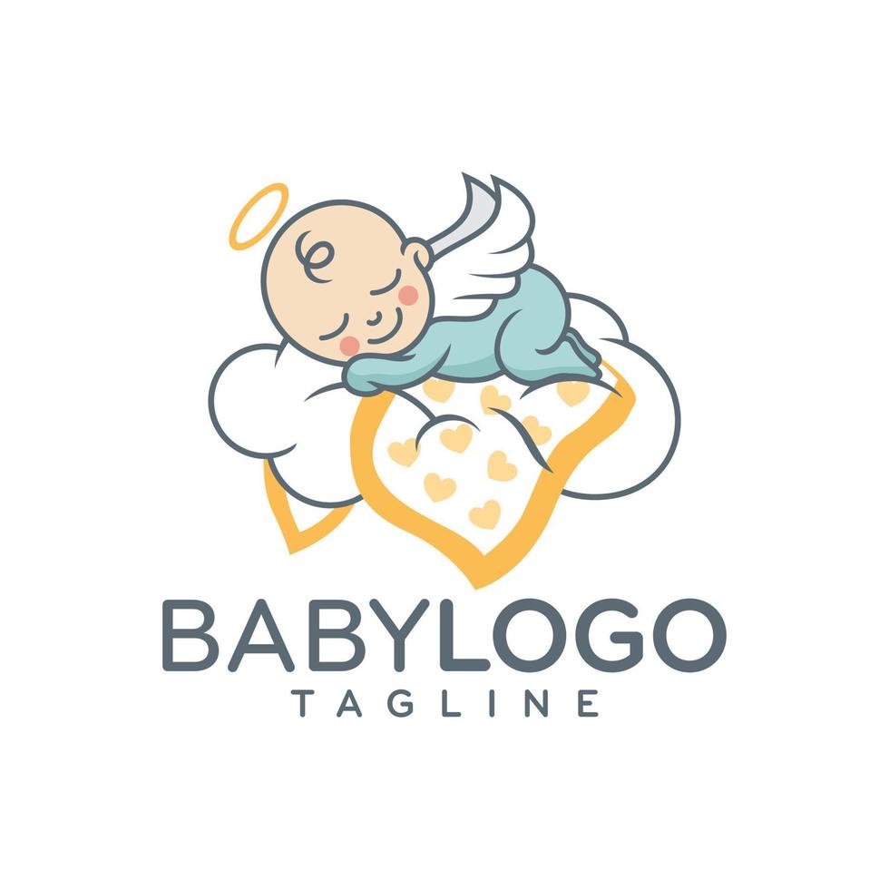 Cute Baby Logo Design Vector