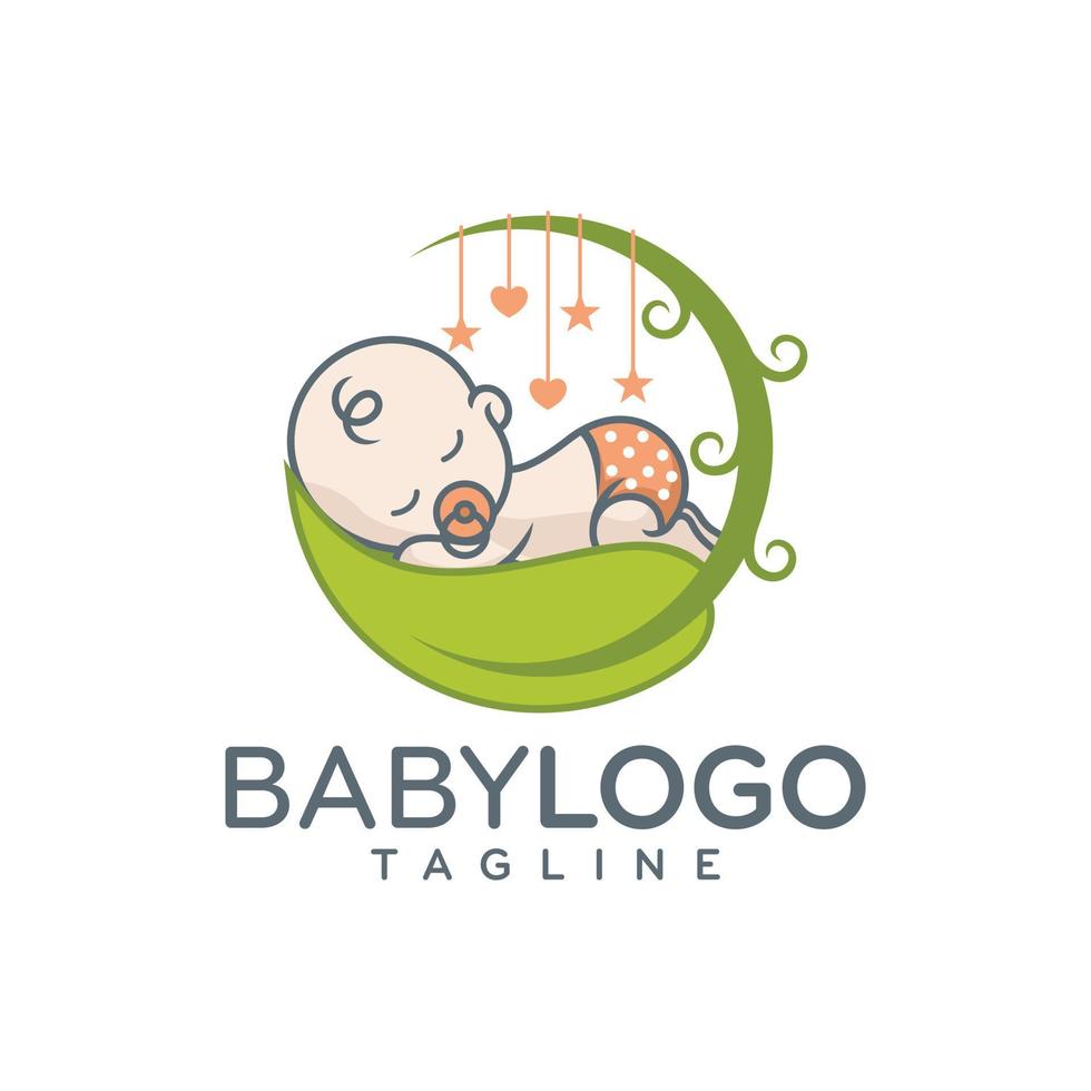 Cute Baby Logo Design Vector