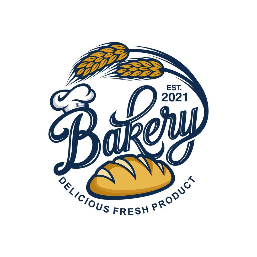 Vintage Retro Bakery Logo Design Vector Template