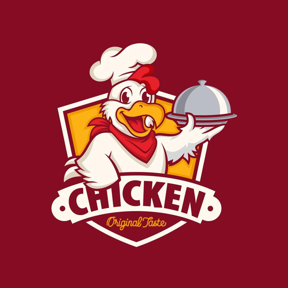 Chicken mascot logo vector. Chicken vector illustration. Organic farm vector logo design